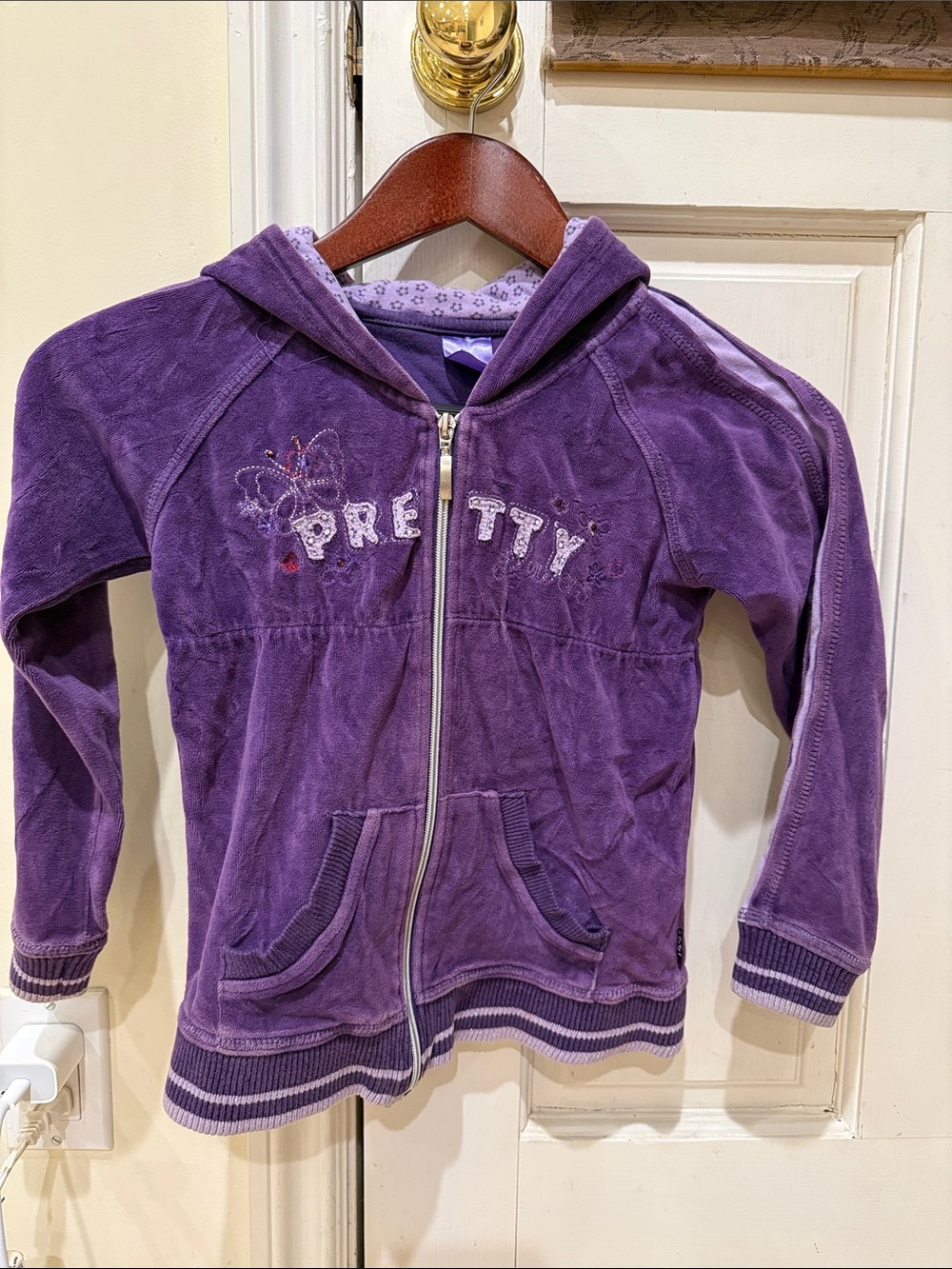 pumpkin patch Purple 'Pretty' Zip Hoodie for Girls